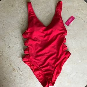 Xhileration womens M red one piece swimsuit